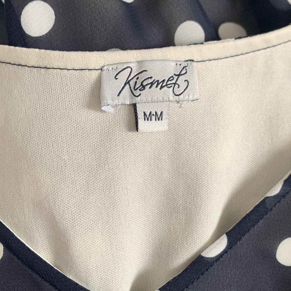 Vintage Inspired-Kismet Navy and White Polka Dot Sleeveless Midi Dress - Picture 3 of 11